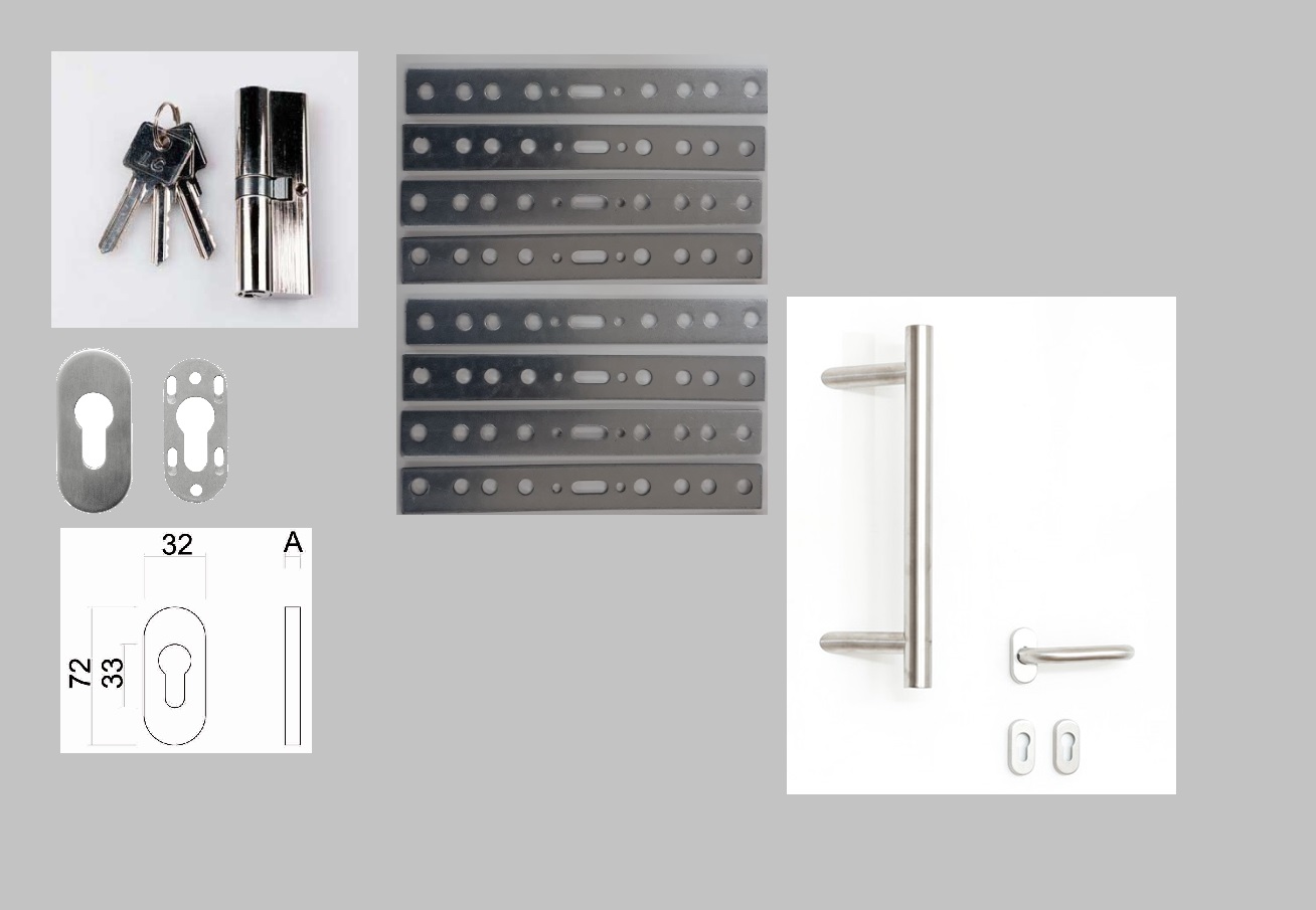 Accessoires pour porte extérieure en pvc, la poignée de porte incl.