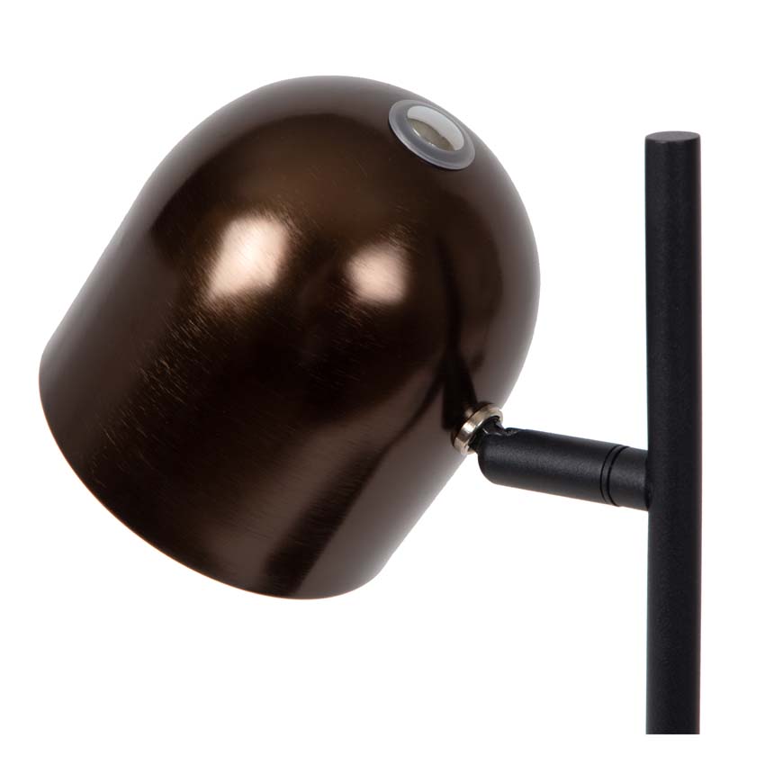 Lucide SKANSKA RECH - Oplaadbare Bureaulamp Binnen/Buiten - Accu/Batterij - LED Dimb. - CCT - 1x3W 3000K/6000K - IP44 - Koffie