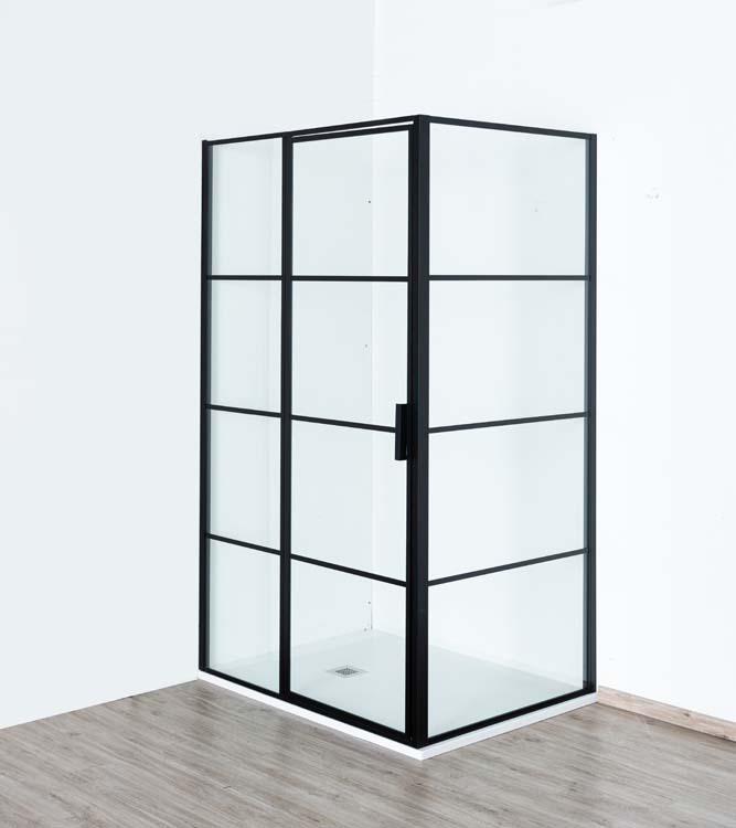 Douchedraaideur met vast deel Ulysses zwart 120x200cm