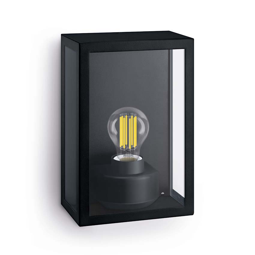 Applique murale extérieure - noir - 26x17x10cm - E27 - 1x25W - IP44 - ampoule non incluse