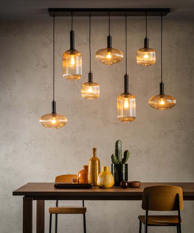 Lucide MALOTO - Suspension - 7xE27 - Ambre