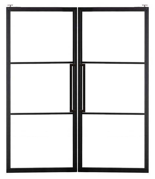 Porte intérieure pivotante en acier double Tirza 2x3W sur mesure
