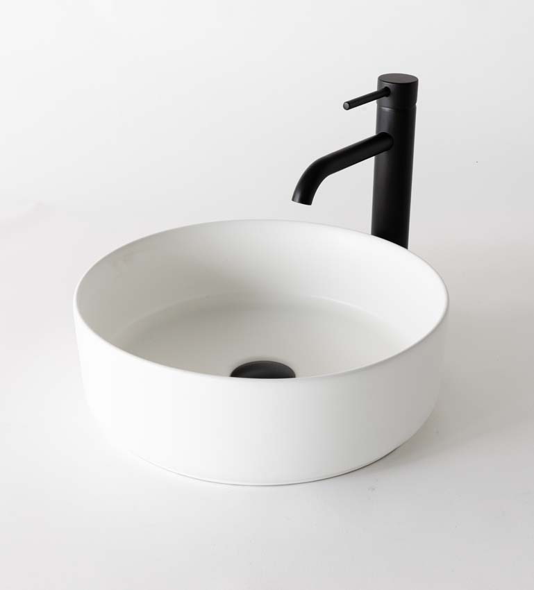 Vasque à poser ronde Gale blanc mat céramique 360 x 360 x 115 mm