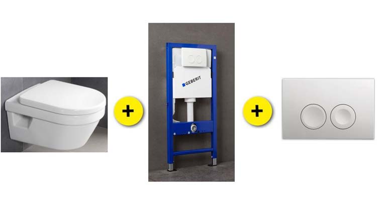 Set de toilette Omnia Archi blanc avec siège de WC softclose + reservoir encastré UP100 + plaque de commande blanc