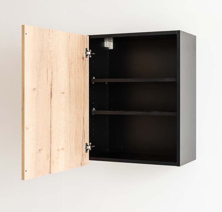 Keukenkast Plenti hangkast zwart/houtlook 60x78cm