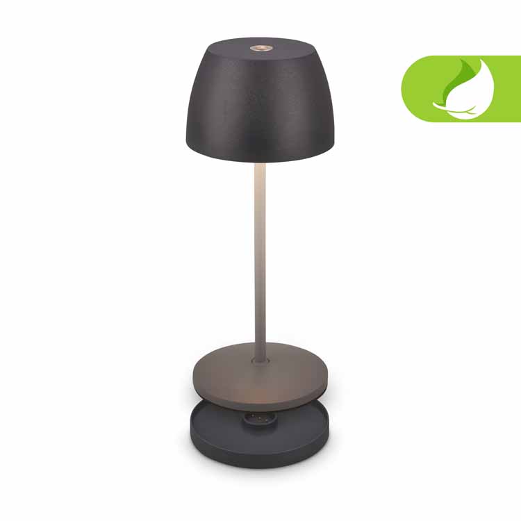 Tafellamp Tenori - zwart - 20.5cm - dimbaar - LED - 1.5W - 2700K - IP44 - oplaadstation