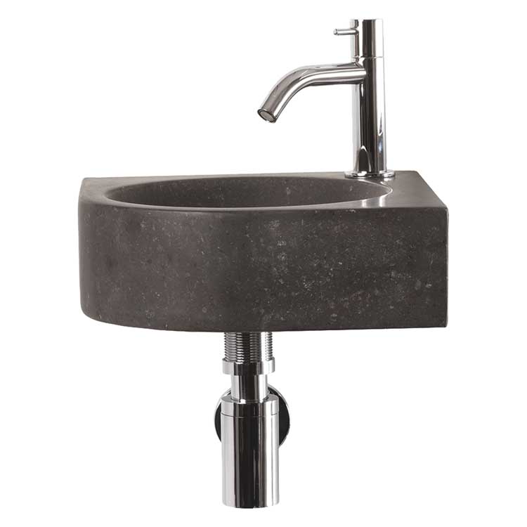 Handenwasser Cleopatra natuursteen zwart 10x30x30cm complete set