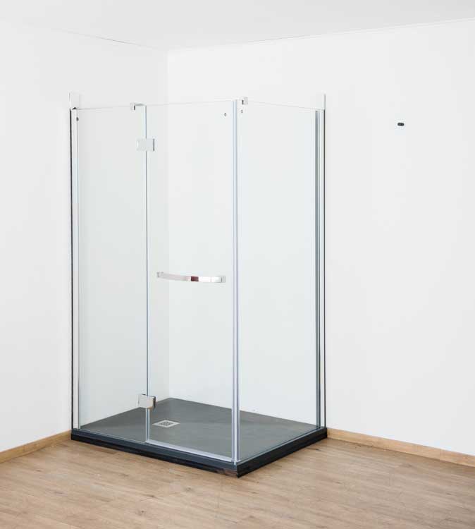 Douchewand Uriel met vaste wand en draaideur chroom profiel 88-90x190cm