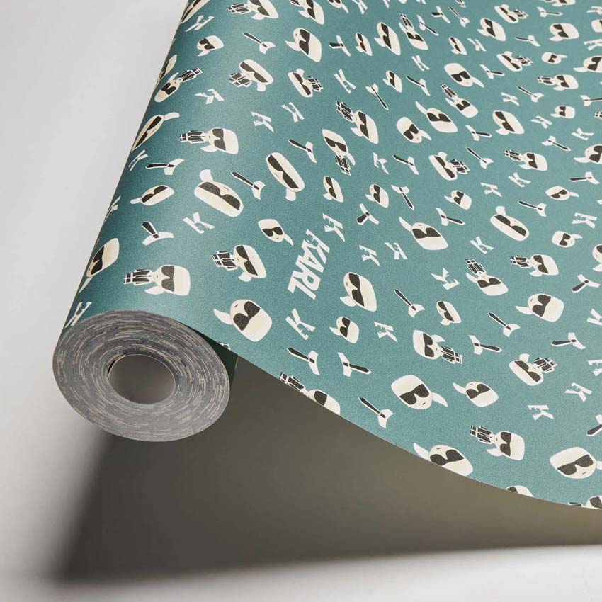 Vinyle sur papier peint intissé Lagerfeld vert/bleu 0,53x10m