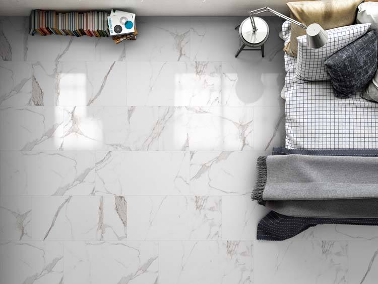 Carrelage de sol et mural Palazzo Di Marmi imitation marbre blanc mat 30x60cm