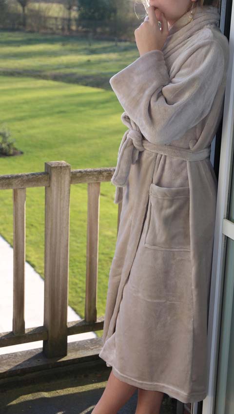 Robe de chambre microfibre sable M/L