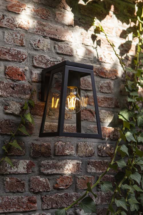 Eclairage extérieur lampe murale noir solar E27 2700K 200 lumen