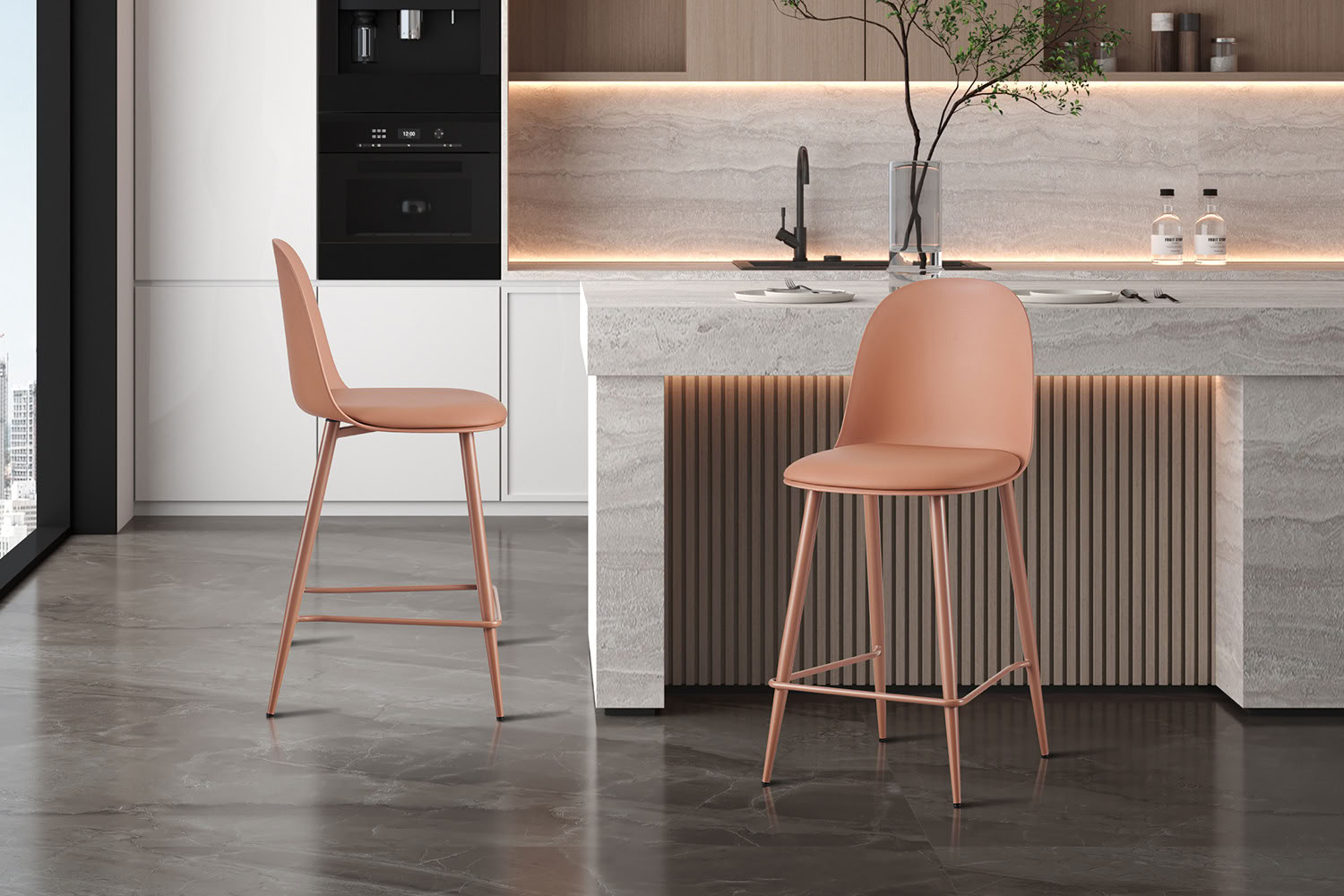 Chaise de bar Renilde terracotta