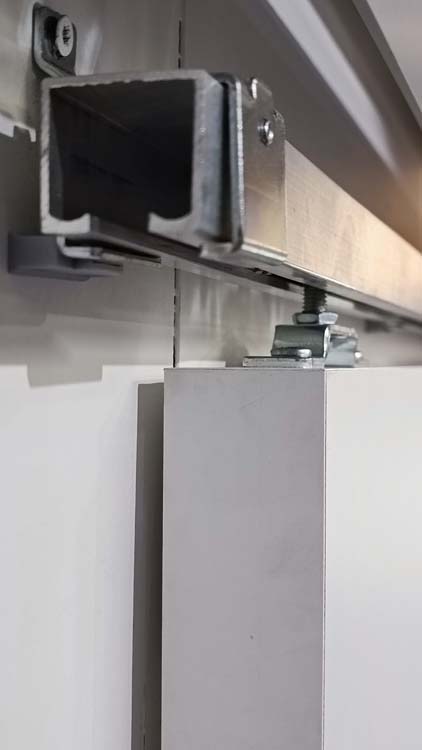 Porte coulissante simple complète Palladium blanc 93x211,5cm + rail en acier inoxydable