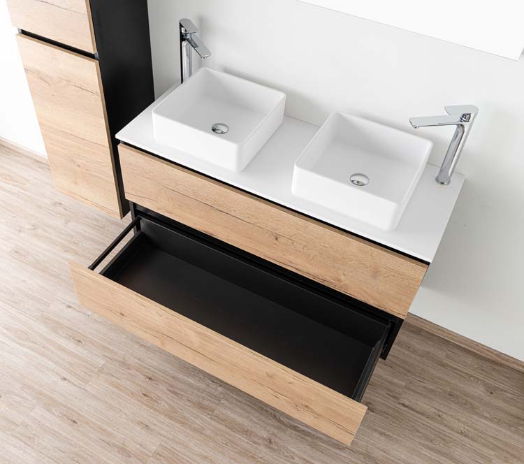 Badkamermeubel Dotan eik hangend met mat topblad 120cm