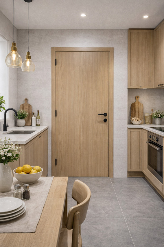 Porte intérieure complète Premium Oak 201,5x78cm tubulaire vertical réversible + châssis 16,5cm