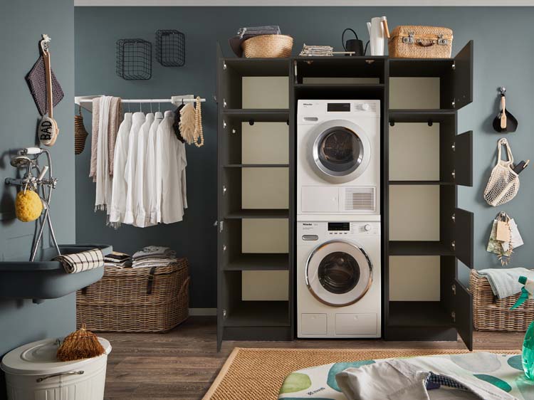 Wasmachine kast Decowash set 3 antraciet 167,5x67,5x200cm