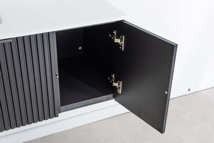 Meuble de salle de bains Sunday noir mat suspendu avec lavabo simple blanc brillant 120cm