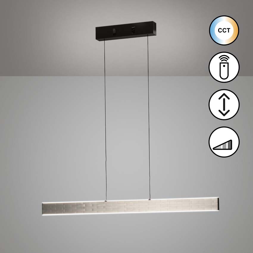 Suspension Easy Lift - Nickel - 121cm - Dimmable - 1x31W - CCT - avec télécommande