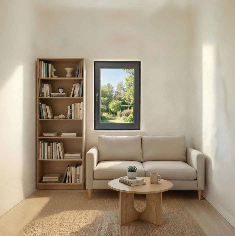 Fenêtre tournante à 1 vantail Ikkuna PVC 650x980mm anthracite ouvrant à droite