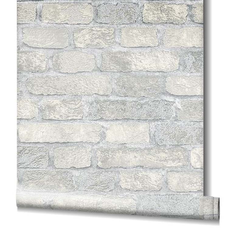 Vinyl op vliesbehang baksteen grijs 0,53x10m