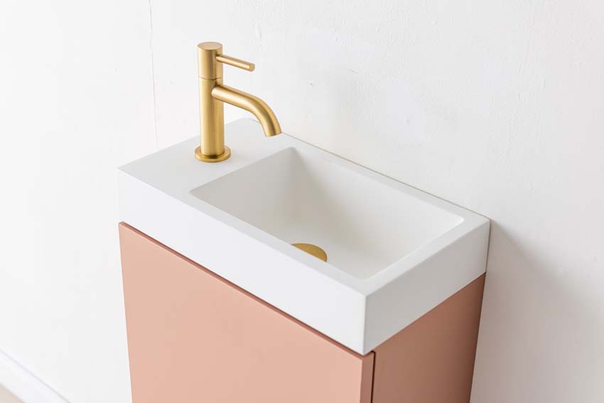 Meuble de toilette Mio Bagno Dotan abricot blanc mat 45x40x22cm