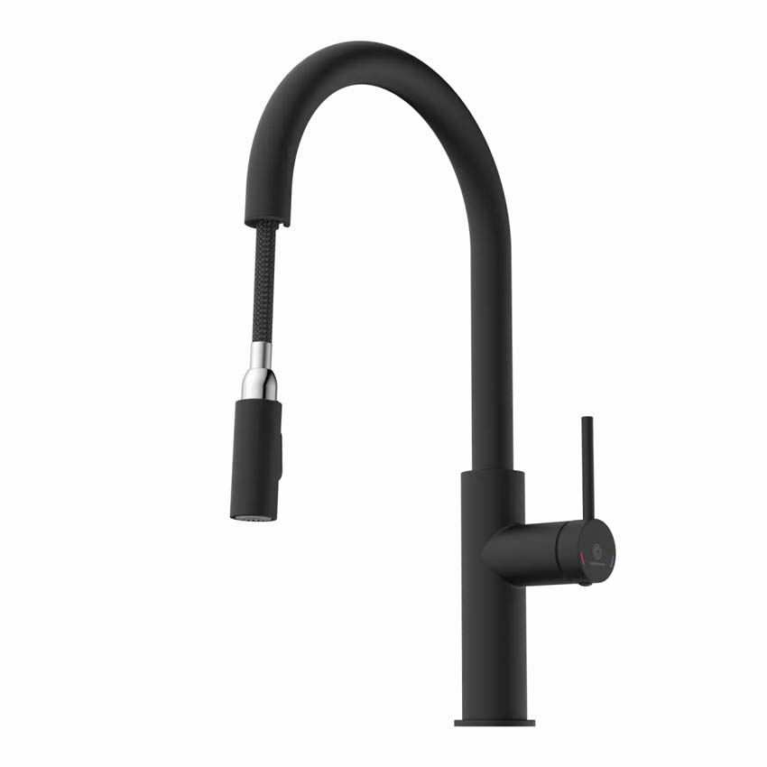 Robinet de cuisine Wasserwerk WK 13 Sphere noir mat avec bec extractible