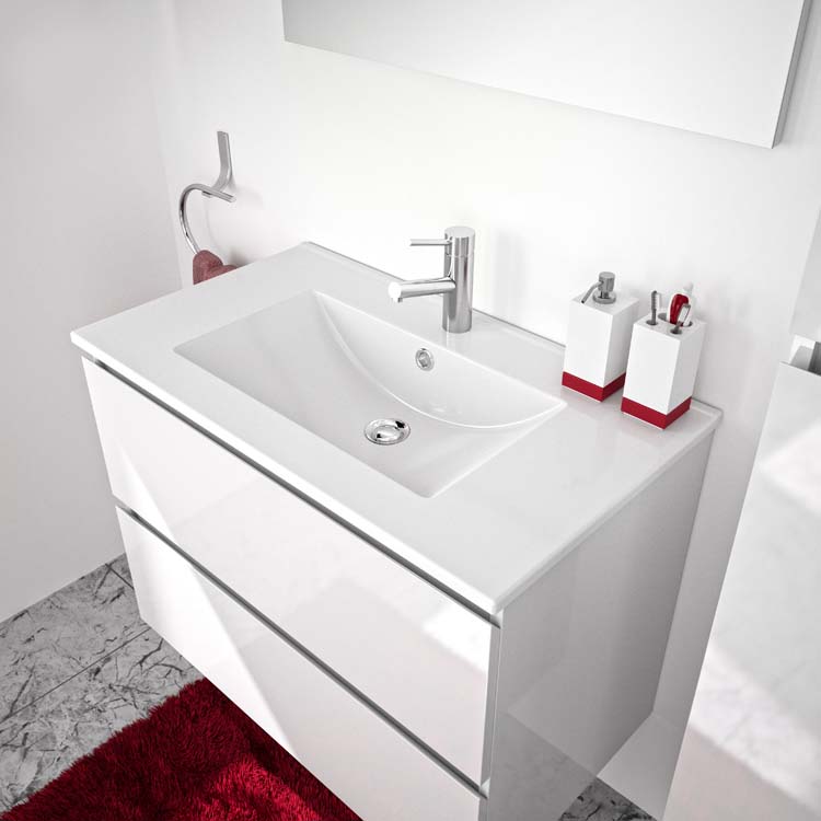 Meuble de salle de bains Roma 80cm + miroir + éclairage