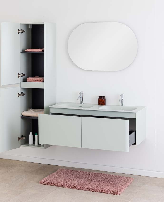 Badkamermeubel Austin cyaan met dubbele wastafel mat 120cm