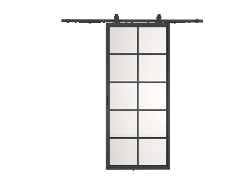 Porte coulissante simple en acier complète Tyra veere mat 10R 93x213,4cm noir + rail noir