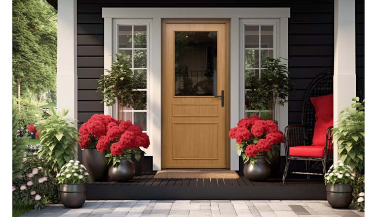 Porte extérieure meranti Taag demi-vitrée nature D SUR MESURE