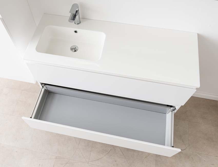 Badkamermeubel Tibo wit met enkele wastafel glanzend wit 120cm