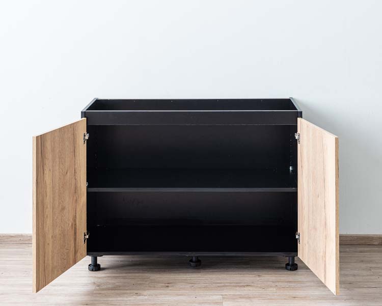 Armoire de cuisine Plenti 120cm noir-look de chêne