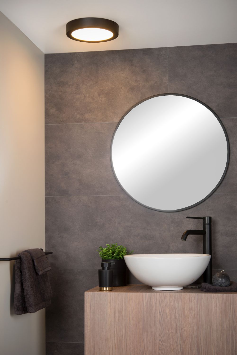 BRICE-LED Plafonnier Dimmable15W Ø23.5cm IP44 Noir