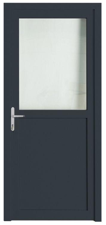 Buitendeur halfglas PVC 3 dubbel helder glas antraciet/wit 980x2180mm linkstrekkend Buitendeur halfglas PVC 3 dubbel helder glas antraciet/wit 980x2180mm linkstrekkend