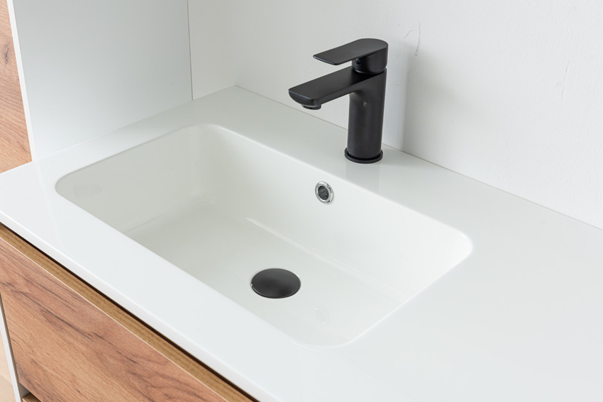Badkamermeubel Treviso eik/wit met enkele wastafel glanzend wit 120cm