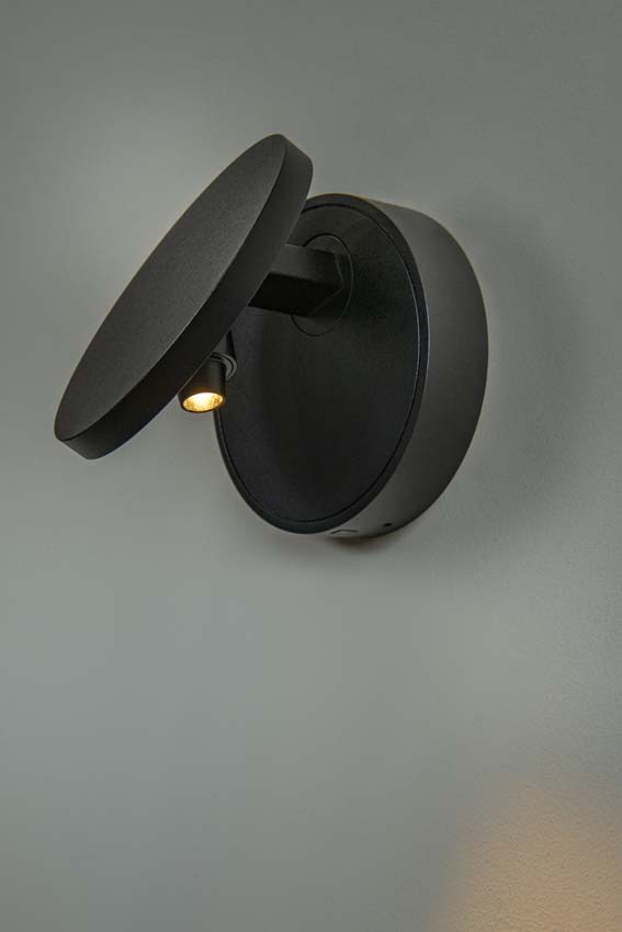 Lucide Premium UFOR - Wandlamp - Ø 12 cm - LED Dim to warm - 1800K/3000K - Zwart