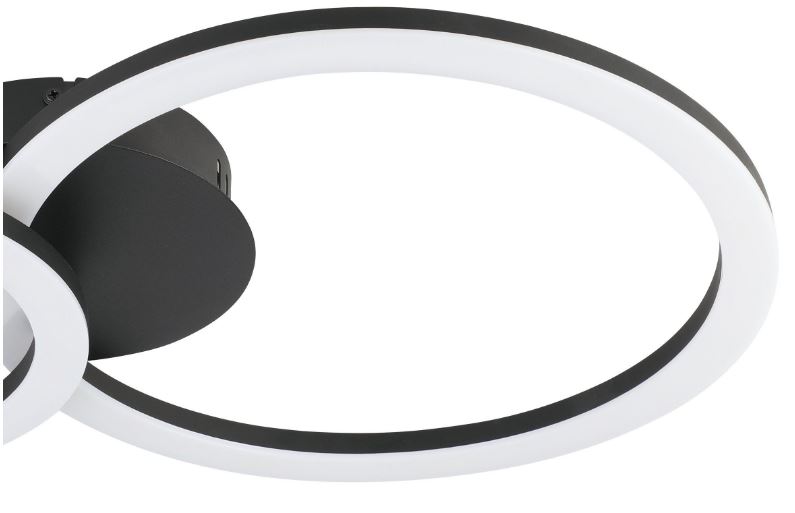 Plafonnier LED noir/blanc - dimmable - 2 cercles 