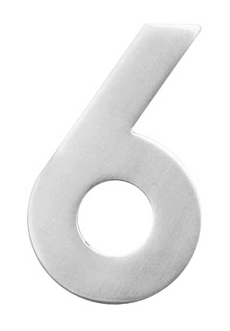 Huisnummer 6 inox 13cm