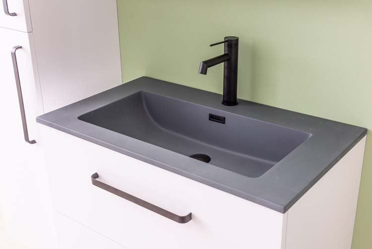 Badmeubel Bison mat wit gelakt 800 mm wastafel cement