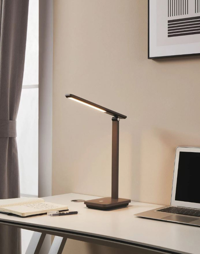 Lampe de table - noir/cappuccino - 33x3,5x35cm - dimmable - LED - 1x3,6W - 3000-6500K - batterie + USB