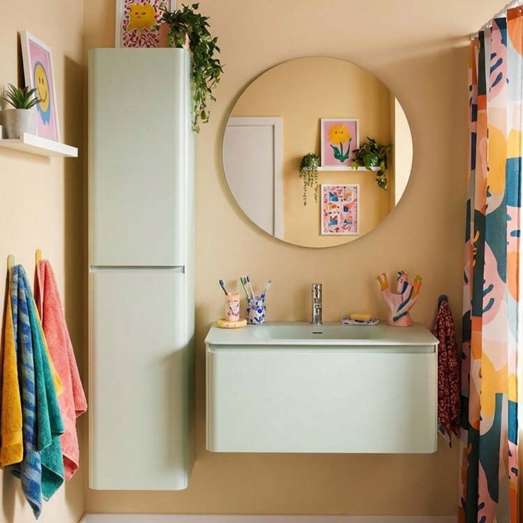 Meuble de salle de bain Austin menthe avec lavabo simple mat 90cm