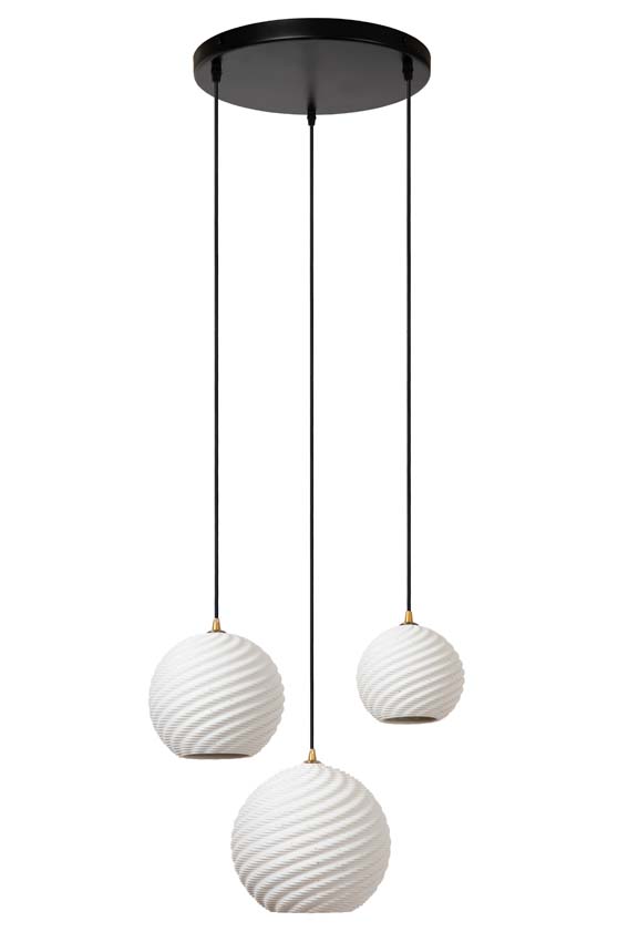 Lucide BINA - Hanglamp - Ø 40 cm - 3xE27 - Wit