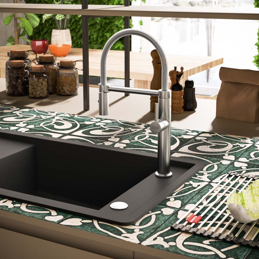 Keukenkraan Franke Pescara inox met uittrekbare uitloop