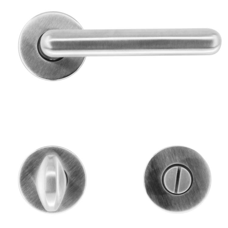 Poignée de porte vicenza look inox avec serrure toilette