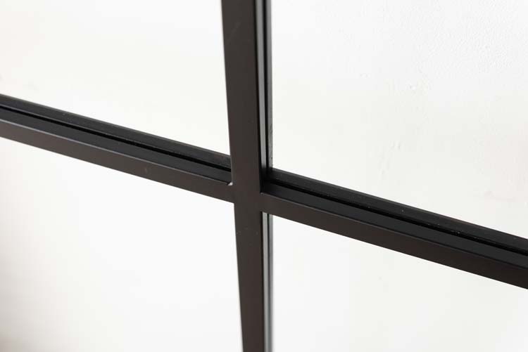 Porte intérieure simple en acier Tara noir 6R + panneau poussant à droite sur mesure