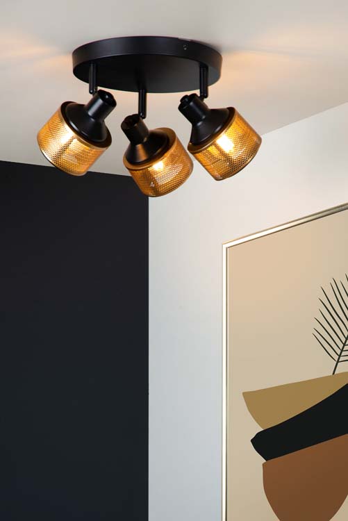 Lucide RAFA - Spot plafond - Ø 35 cm - 3xE14 - Noir