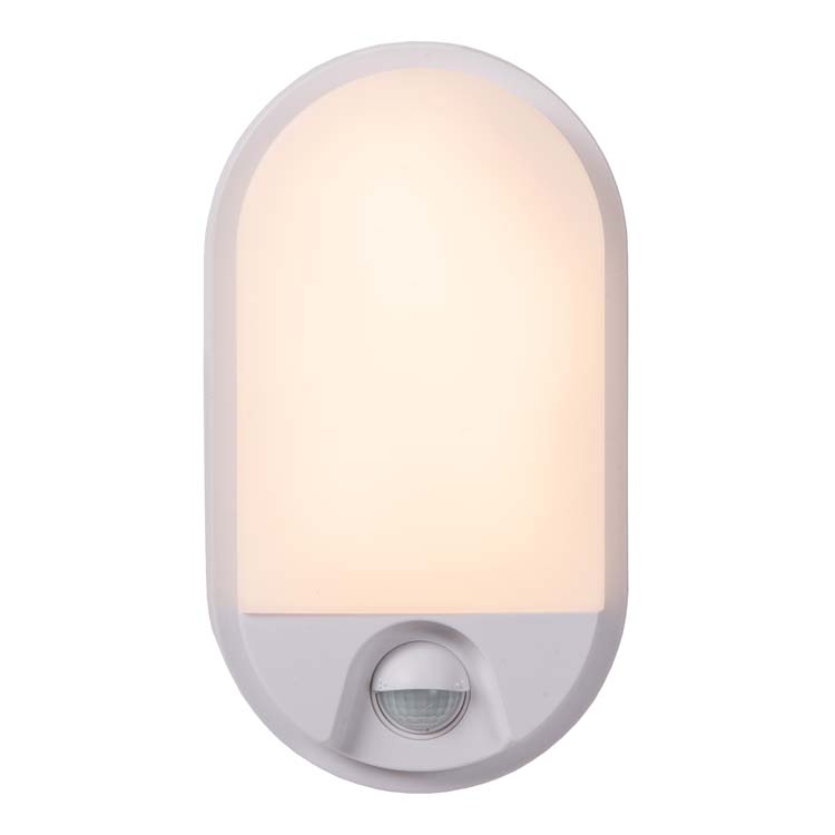Lucide HUPS IR - Wandlamp Buiten - LED - 1x10W 3000K - IP54Beweging & dag/nacht sensor - Rond - Wit