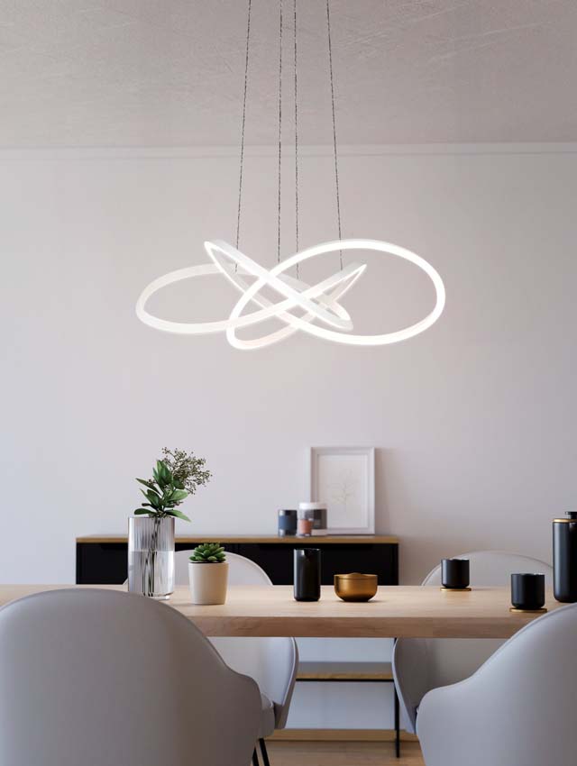 Hanglamp Easy Lift - Wit - Ø90cm - Dimbaar - 1x50W - 2700-6500K - met afstandsbediening