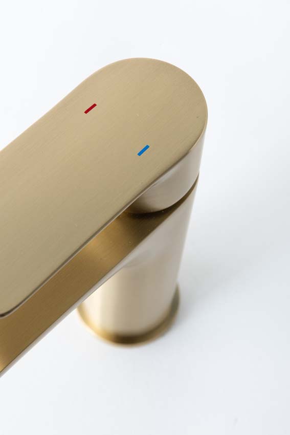 Wastafelkraan Miley edge brushed gold